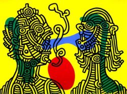 Peinture sur toile de Keith Haring Keith And Julia reproduction peinte à la main