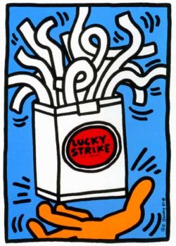 Peinture sur toile de Keith Haring Lucky Strike Pack reproduction peinte à la main