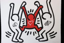 Peinture sur toile de Keith Haring Peace And Love reproduction peinte à la main