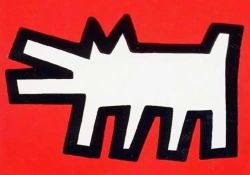 Peinture sur toile de Keith Haring Red Dog 1990 reproduction peinte à la main