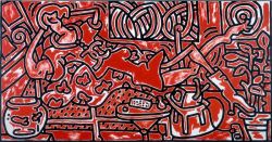 Peinture sur toile de Keith Haring Red Room reproduction peinte à la main