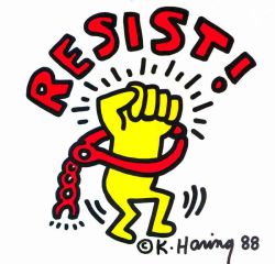 Peinture sur toile de Keith Haring Resist reproduction peinte à la main