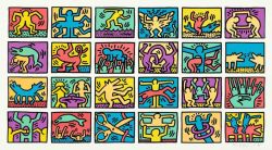 Peinture sur toile de Keith Haring Retrospect 1989 reproduction peinte à la main