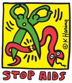 Peinture sur toile de Keith Haring Stop Aids reproduction peinte à la main