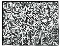 Peinture sur toile de Keith Haring The Mariage Of Even And Hell reproduction peinte à la main