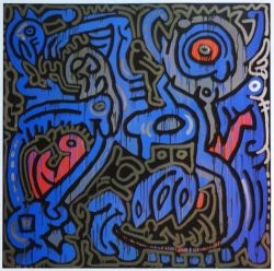 Peinture sur toile de Keith Haring Untitled - 1989 reproduction peinte à la main