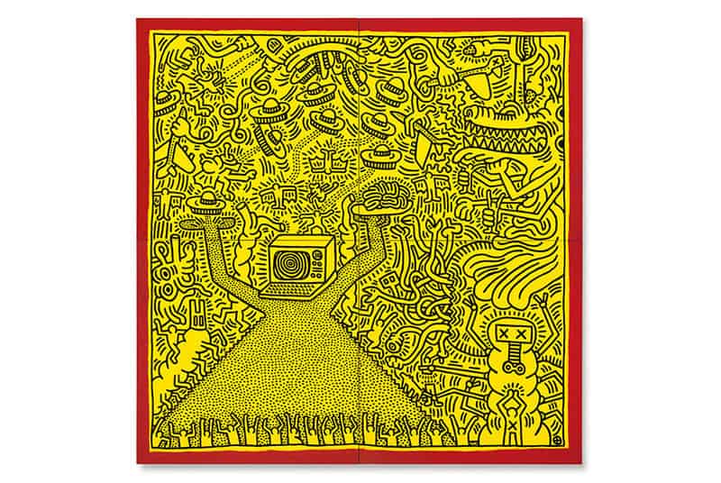 Keith Haring Untitled - Acrylic On Canvas In Four Parts