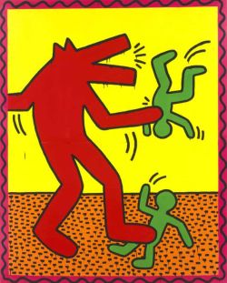 Peinture sur toile de Keith Haring Untitled 1982 - Anubis Dog Eat Men reproduction peinte à la main