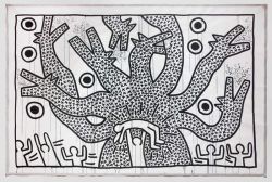 Peinture sur toile de Keith Haring Untitled 1982 Exposition Brooklyn Musuem reproduction peinte à la main