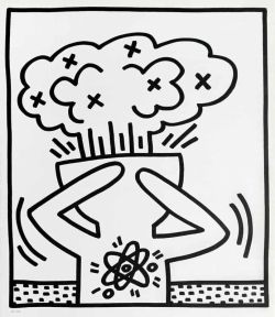 Peinture sur toile de Keith Haring Untitled 1983 - Atomic Bomb In The Head reproduction peinte à la main