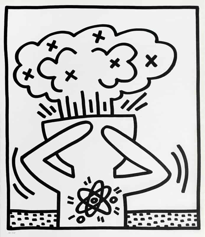 Keith Haring Untitled 1983 - Atomic Bomb In The Head