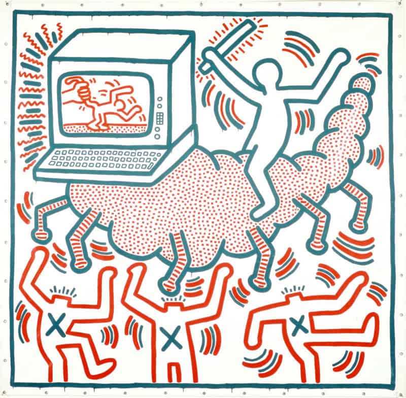 Keith Haring Untitled 1983 - Caterpillar With Computer Head