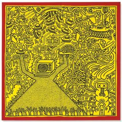Peinture sur toile de Keith Haring Untitled 1984 - Alien Technology reproduction peinte à la main