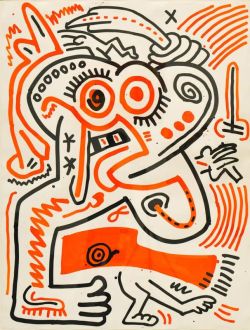 Peinture sur toile de Keith Haring Untitled 1984 - Saber Fight reproduction peinte à la main