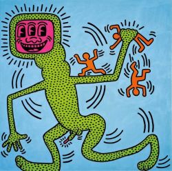 Peinture sur toile de Keith Haring Untitled 1984 - Tv Monster reproduction peinte à la main
