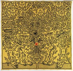 Peinture sur toile de Keith Haring Untitled 1985 reproduction peinte à la main