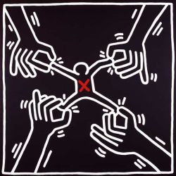 Peinture sur toile de Keith Haring Untitled 1985 - Apharteid Should End reproduction peinte à la main