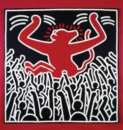 Peinture sur toile de Keith Haring Untitled 1985 - Crowd And Monkey reproduction peinte à la main