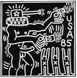 Peinture sur toile de Keith Haring Untitled 1985 - Cuba No Libre reproduction peinte à la main