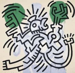 Peinture sur toile de Keith Haring Untitled 1987 - Chicken reproduction peinte à la main