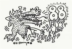 Peinture sur toile de Keith Haring Untitled Chinese Year Of The Dragon 1988 reproduction peinte à la main
