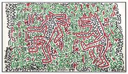 Peinture sur toile de Keith Haring Untitled Dancing Dogs reproduction peinte à la main