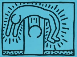Peinture sur toile de Keith Haring Victory In Blue reproduction peinte à la main