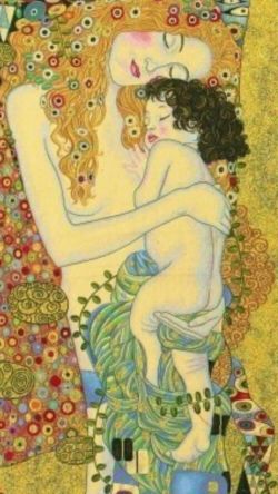 Peinture sur toile de Klimt Mother And Child - Version 2 reproduction peinte à la main