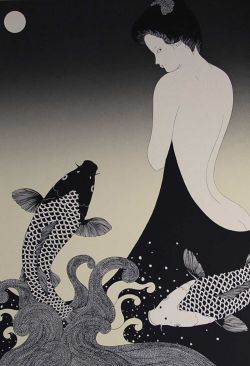 Kojima Kimiko White Night - 1970 reproduction peinte à la main