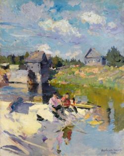 Peinture sur toile de Konstantin Korovin Fishing On A Sunny Day 1915 reproduction peinte à la main