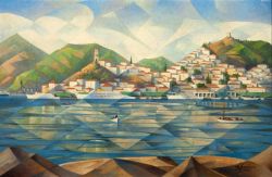Kostas Plakotaris View Of Poros 1962 reproduction peinte à la main