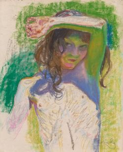 Peinture sur toile de Kupka, Fille ombrant son visage - 1908 reproduction peinte à la main