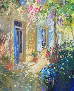 Peinture sur toile de Laurent Parcelier Sous La Tonnelle reproduction peinte à la main