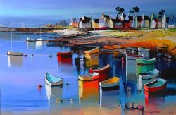 Peinture sur toile de Le Pape, Au Bout Du Quai De Lesconil - 100 x150 cm reproduction peinte à la main