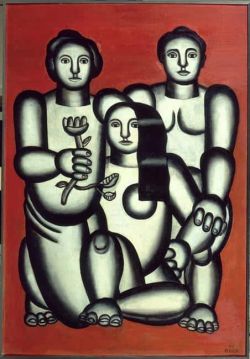 Peinture sur toile de Leger Three Girls On Red Background Com reproduction peinte à la main