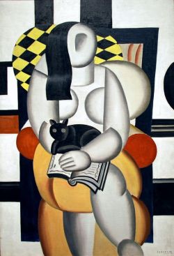 Peinture sur toile de Leger Woman With A Cat reproduction peinte à la main