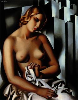 Peinture sur toile de Lempicka Nu Aux Buildings 92x73 reproduction peinte à la main