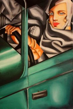 Peinture sur toile de Lenmpicks Tamara De Lempicka In The Green Bugatti Autoportrait reproduction peinte à la main