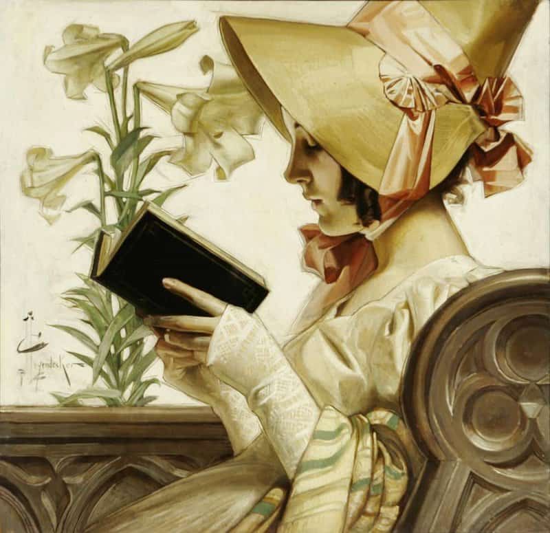 Leyendecker Joseph Christian Bonneted Lady In Church 1905