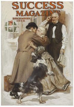 Peinture sur toile de Leyendecker Joseph Christian Embracing Grandma 1908 reproduction peinte à la main