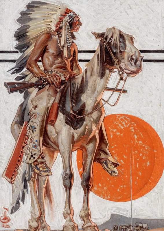 Leyendecker Joseph Christian Indian With Campfire Below 1923