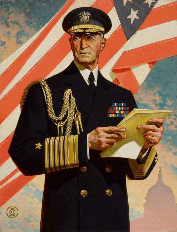 Leyendecker Joseph Christian Portrait Of Fleet Admiral William D. Leahy Ca. 1942