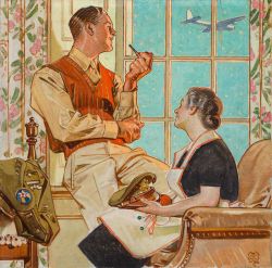 Peinture sur toile de Leyendecker Joseph Christian Soldier At Home reproduction peinte à la main