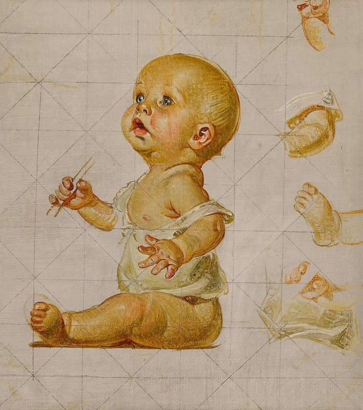 Leyendecker Joseph Christian Study For New Year S Baby