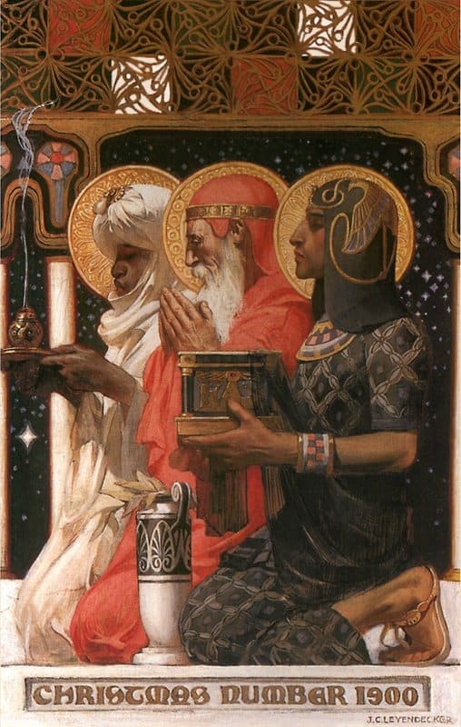 Leyendecker Joseph Christian The Three Kings Kneeling With Gifts 1900
