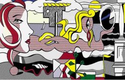 Peinture sur toile de Lichtenstein Figures In Landscape reproduction peinte à la main