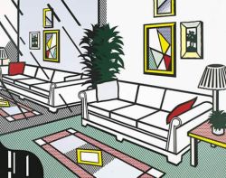 Peinture sur toile de Lichtenstein Interior With Mirrored Wall reproduction peinte à la main