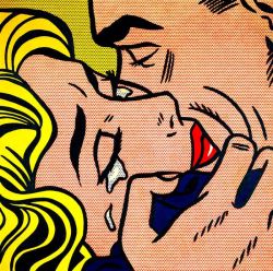 Peinture sur toile de Lichtenstein Kiss Iv reproduction peinte à la main