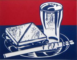 Peinture sur toile de Lichtenstein Sandwich And Soda reproduction peinte à la main