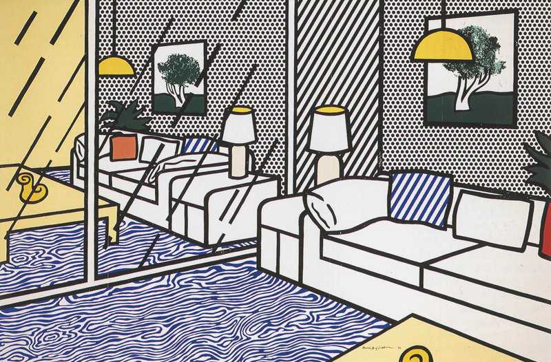 Lichtenstein Wallpaper With Blue Floor Interior
